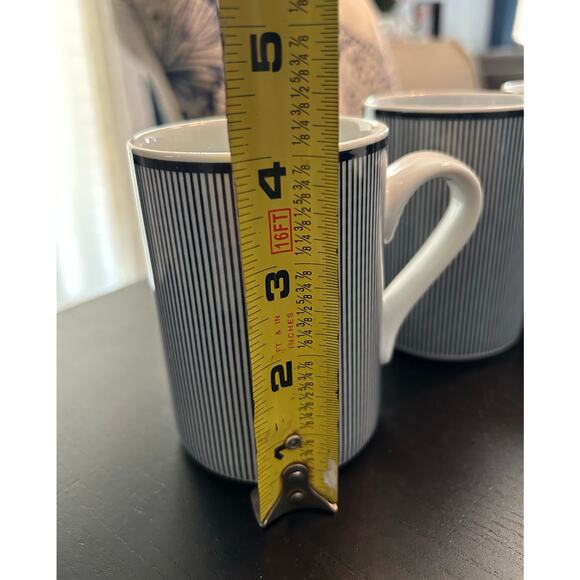 Dansk Bistro Mug Cup Blue Stripe Pinstripe Portugal White Porcelain 10 ounces - Picture 4 of 4